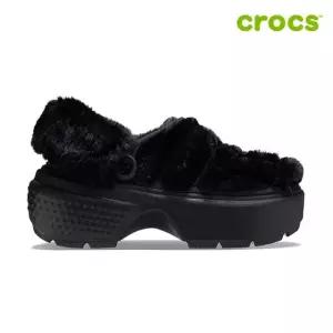 [크록스 정품] 스톰프 라인드 퀼트 클로그 공용 털샌들 208938-001