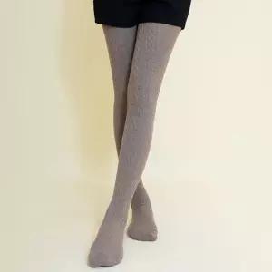 자체제작 1켤레 여성 꽈배기 패턴 면 타이즈 가을 겨울 롱 쫀쫀 스타킹