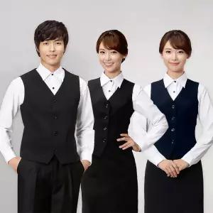 기본 조끼 검정 곤색 / 남자 여자 홀 서빙 유니폼 식당 레스토랑 카페 호텔 호텔리어 단체 이벤트 행사 상조 상조회사