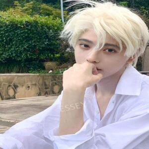 남자 금발 아이돌 가발 남주 게임 통가발