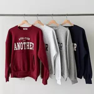 |KST9F4B|여성 겨울 기모 레터링 후드티 와인색 캥거루 포켓 맨투맨