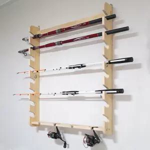 아름데코 원목 낚시대 벽걸이형 로드 거치대 8구 낚시 낚싯대 로드거치대 낚시릴거치대 낚시보관함