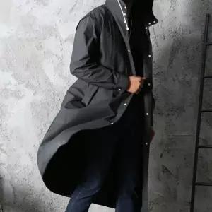 블랙 롱 코트형 우비 레인웨어 방수 비옷