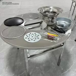 업소용 불판 원형 그릴 고기집 테이블 숯불 화로 스텐 접이식 바비큐 소형 포함