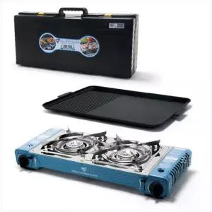 맥스 투버너 가스렌지 휴대용 2구 가스버너+전용불판 부탄가스렌지 모임 캠핑용 부르스타 필수템 선물