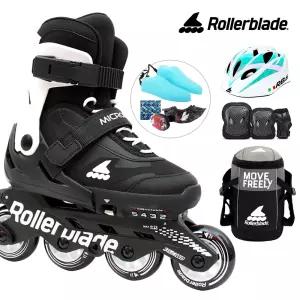 롤러블레이드 아동 인라인스케이트 마이크로블레이드 블랙+가방+보호대+헬멧 유아 인라인 신발항균건조기