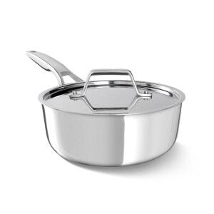 칼팔론 프리미어 폴리싱 5겹 스테인리스 스틸 조리기구 /터보 히트 테크 2.5Qt 셰프용 팬 뚜껑, 인덕션, 오븐 안전 500F, 실버