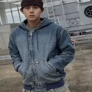 디키즈 dickies 릴렉스드 데님 후드 집업 Khaki Tinted Blue