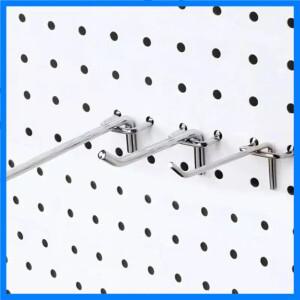 50Pcs 탄소강 Pegboard 후크 3.3mm 와이어 랩 보드 실버 홀 플레이트 차고 작업장 스토리지 디스플레이 교