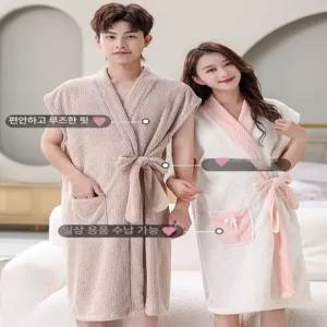 커플 호텔가운 여성 사계절 홈웨어 욕실 남성 모텔