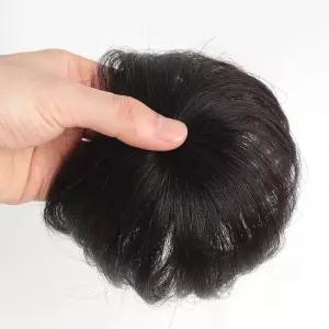 블랙 남성 인모 정수리 가발 탑커버 똑딱이 부분가발 남자가발 남성가발