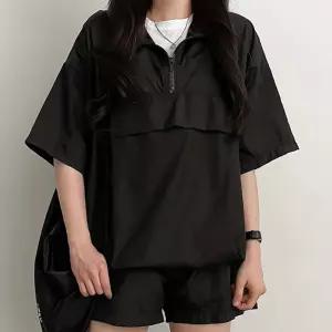 [퍼니메이커]반집업 반팔 반바지 아노락 세트 운동복 무지 일상복 여성트레이닝세트 여자츄리닝세트 여자헬