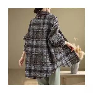 여자하프코트 봄코트 캐주얼 슬림핏 체크 쭈리 코트 홍콩 ible1