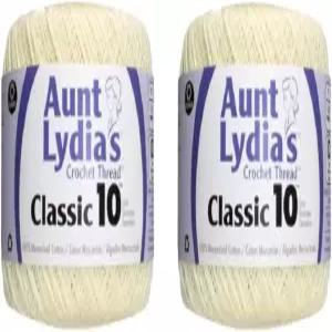 리디아 이모의 코바늘 뜨개질 실 - 사이즈 10 크림(2팩)