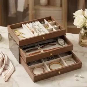 원목 호두나무 쥬얼리 케이스 귀걸이 반지 목걸이 보관함 보석함 보석상자 원목보석함