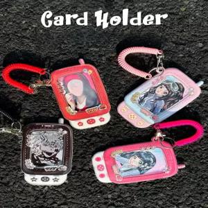 휴대폰 스타일 포토카드 케이스 교통카드 케이스 돌 카드 홀더 가방 키링 스프링 스트랩