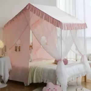 공주 침대 텐트 캐노피 방꾸미기 꾸미기 커튼 핑크 벙커침대텐트 지붕 커텐