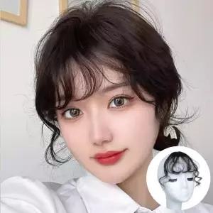 웨이브 S컬 앞머리 헤어피스 펌 부분가발 가발 옆머리 앞머리 애교머리 옆머리 가발 붙임머리 사이드뱅