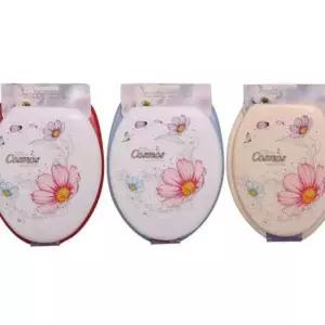 변기커버시트 코스모스 꽃무늬 변기커버 U형 화장실 덮개 카바 1P