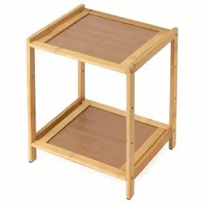 대나무 2단 선반 원목미니 수납장작은선 북선 우드 오픈 2단조립 사무실 사이드
