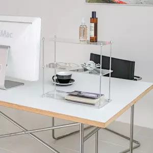 GDM 아크릴 3단 선반 40x15x36cm내구성 다용도 소품진열대 미니 소형 화분 원목 인테리어 카페 매장 책상정