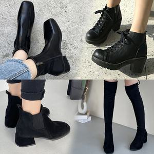 [벨레페]워커힐 플랫워커 청키힐 학생 통굽 여성 워커 첼시 앵글부츠 여자 삭스부츠