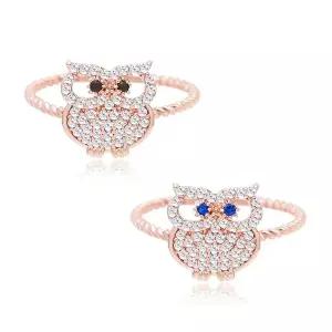 [미니아트]링부엉이 로즈골드 부엉이 블루 블랙 큐빅 패션 반지