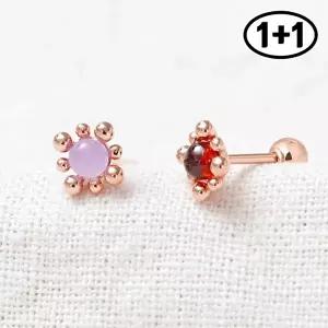 [미니아트][1+1] 버블톡 14K 금침 로즈골드 데일리 스톤 피어싱
