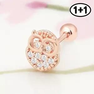 [미니아트][1+1] 부엉이 14K 금침 데일리 행운 피어싱 귀걸이