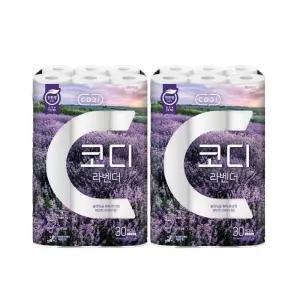 코디 라벤더 화장지 3겹 30m 60롤 두루마리 휴지 최신리뉴얼
