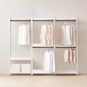 동서가구 시몬 시스템 철제 드레스룸 2400 1단+2단 행거 세트 DF924842