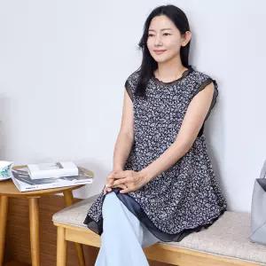 민소매 러블리 잔꽃패턴 롱 베스트/ 23SS72-2 / 엄마옷 / 할머니옷 / 빅사이즈 / 실버다이아몬드