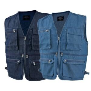 2장세트 마마로 남성 사계절 다용도 데님 작업조끼 아웃도어 낚시 현장 등산 청조끼