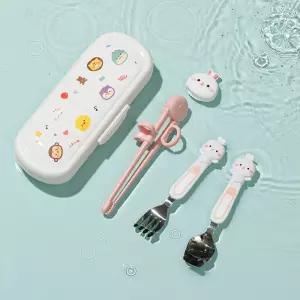 에디슨 프렌즈 아이맞춤 젓가락 4종세트 오른손 교정젓가락 스푼 포크 케이스 세트 유아 아기 어린이