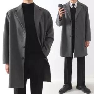 [하프클럽/지지블랙]체프 프리미엄 울 오버핏 롱 싱글 코트 빅사이즈 국내생산 ZZBCT004