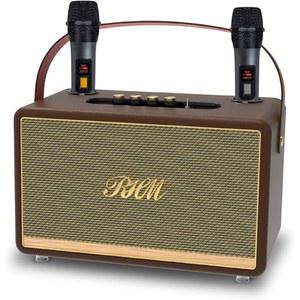 [미국배송] RHM S8 노래방 기계 3 마이크 & 베이스/트레블/에코/알토 조정 지원 6가지 음악 모드 8시간 재생 시간 실내외용 블루투스/TWS/FM/AUX/TF 카드/USB/PC 지원