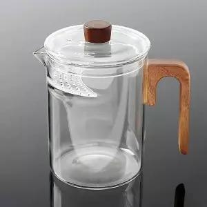내열유리 차포트 800ml 티포트 티팟 손잡이 우드
