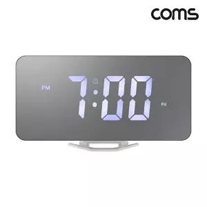 (COMS) 거울 LED 디지털시계 날짜 온도 시간 알람시계 (KYR-WC5B4B6)
