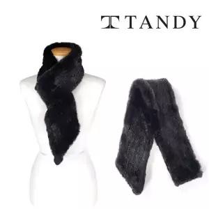[탠디] TANDY 니팅사선밍크 검정 머플러