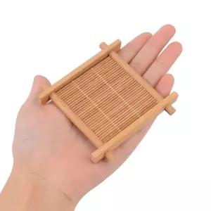 컵받침 홀더 우드 격자형 대나무 티 코스터 디자인컵받침