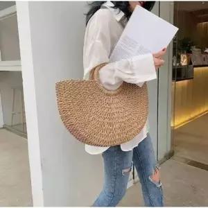 (색상 브라운)당일 빅라운드 비치백 라탄백 왕골가방 토트백