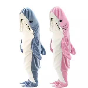 상어잠옷 웃긴 동물 특이한 커플 입는 후드담요 귀여운 극세사