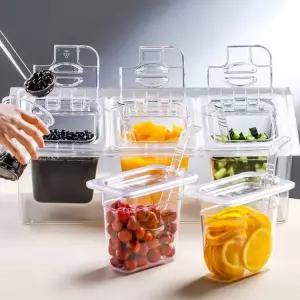 셀프바 업소용 토핑 바트 뷔페 셀러드바 재료 탁상형 1 6 플립 뚜껑 세트 소형 2개