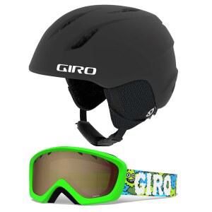 giro 48.5-52cm xs 포함 팩 매트 릴너그 launch 매칭 콤보 고글 헬멧 스키 스노우 블랙