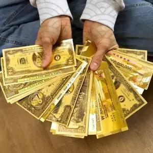 황금 달러 지폐 골드 금박 행운 부자 돈 천억 수표 달마 재물 복권 당첨 금전운 상승 풍수 인테리어 장식용