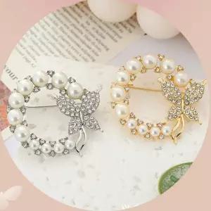 나비 진주 브로치 혼주 한복 정장 장신구 큐빅 패션 소품 악세사리 브러치