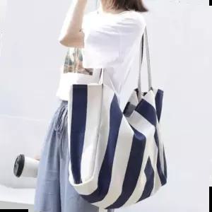 퀄팅가방 세로 줄무늬 편한 캔버스 에코백 쇼퍼백 숄더백 가방