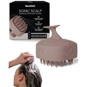 블랙 울프 소닉 두피 스크러버, (Taupe) - 3단 진동이 있는 헤어 & 마사지 브러시 충전식 케어 빗과 부드러운 실리콘 진동 브리스틀로 딥 클린 및 각질 제거를 제공합니다