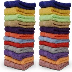 주페리아 100 면 목욕물 24팩 - 12인치 x 얼굴용 고흡수성 부드러운 수건 체육관 호텔 스파 품질 재사용