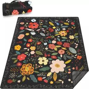 Wruzbxcn 담요 방수 대형 80 x 60 야외 해변 모래 접이식 경량 휴대용 3겹 캠 매트 공원 하이킹 여행 음악